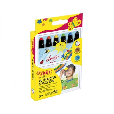 طقم الوان شمع جوفى للزجاج 6لون سن مدور علبة كرتون Decor Glass رقم 1906