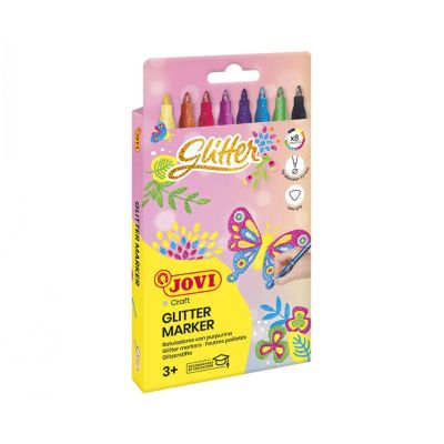 طقم ماركر الوان جليتر جوفى 8لون سن مدور علبة كرتون رقم 1608G