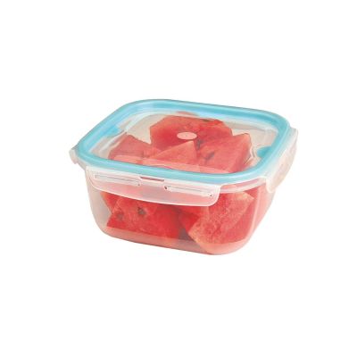 علبة حفظ طعام بلاستيك شفاف مربع بالغطاء لوك فيت مقاس2.4لتر