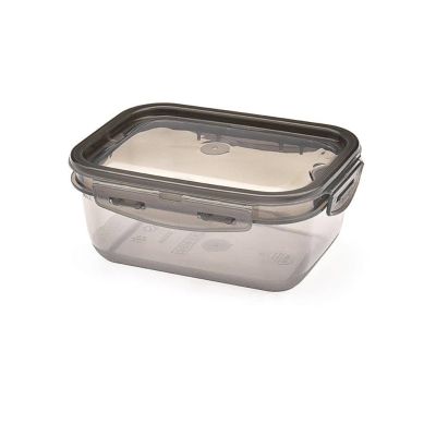 علبة حفظ طعام بلاستيك شفاف بالغطاء لوك فيت رمادى مقاس1لتر
