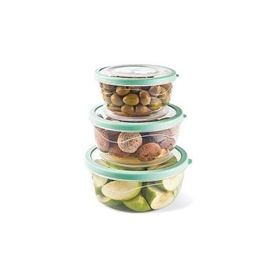 طقم علبة حفظ طعام بلاستيك مدور شفاف بالغطاء اليجانت 3ق مقاس0.85-1.4-2لتر