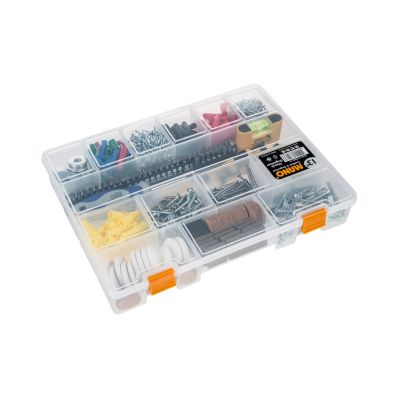 علبة حفظ عدد وادوات بلاستيك شفاف مقسم13بوصة مقاس324×247×51 مم رقمMano-S-ORG-13