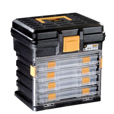 شنطة منظم عدد وادوات بلاستيك مع اربعة حوافظ داخلي متحرك14بوصة مقاس 340×272×341 مم رقمMano-H-14