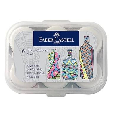 طقم الوان قماش لؤلؤى برطمانات 10مللى 6لون علبة بلاستيك رقم 1410506