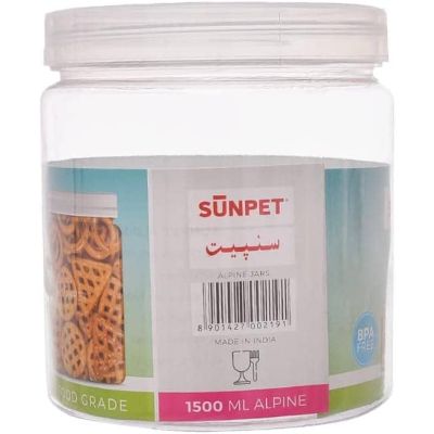 برطمان بلاستيك شفاف بغطا الوان 1500م البين