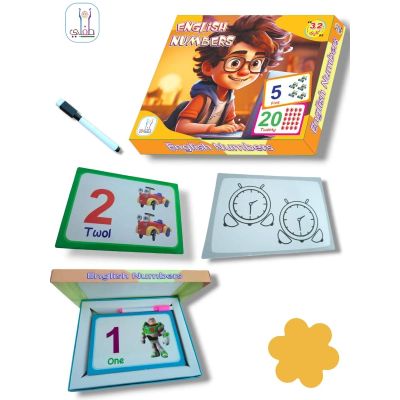 كروت تعليمية للاطفال 32 كارت الارقام الانجليزية English numbes+قلم