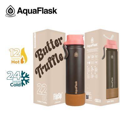 زجاجة مياه حرارى ستانلس ستيل بعليقة + قاعدة Colorwave Flip Sip Butter Truffle 22oz 650ml رقم AF-W193 AquaFlask