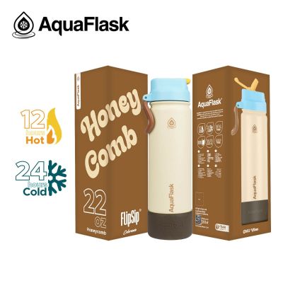 زجاجة مياه حرارى ستانلس ستيل بعليقة + قاعدة Colorwave Flip Sip Honey Comb 22oz 650ml رقم AF-W196 AquaFlask