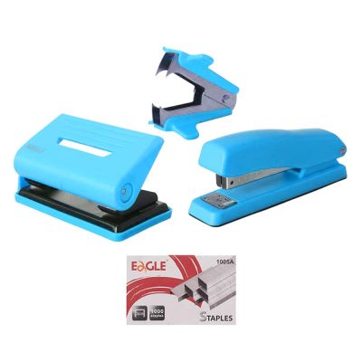 Eagle Stationery Set 4 In 1 Half-Strip Stapler Metal2 Hole Punch S10002