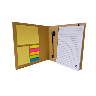Set Of Notebook, Lined With Adhesive Tape + Pen + Sticky Note, Size 18*18 Cm, No. Mo 64 - 1541